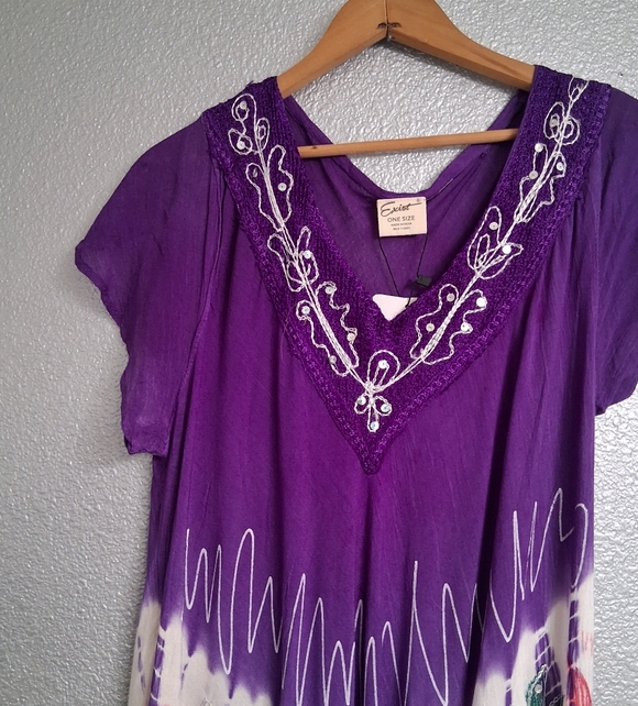 NWT Exist Purple Floral Midi Dress With Sequin & Embroidery Size 0S - Picture 3 of 12